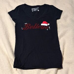 Black holiday V-neck shirt